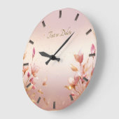 ピンクゴールデン葉フローラウォールクロック ラージ壁時計 (傾斜)