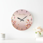 ピンクゴールデン葉フローラウォールクロック ラージ壁時計 (ホーム)