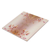 ピンクゴールデン葉フローラセラミックタイル タイル (側面)