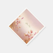 ピンクゴールデン葉フローラナプキン スタンダードカクテルナプキン (角)