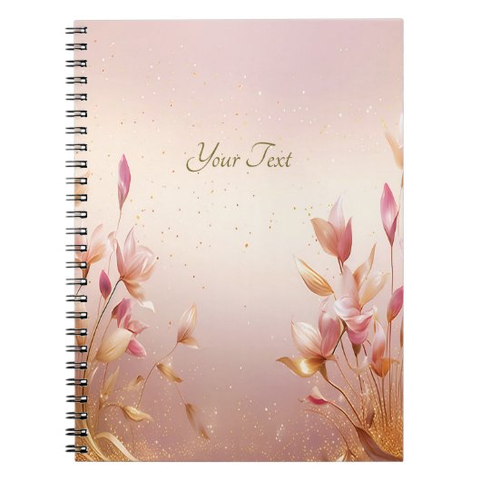 ピンクゴールデン葉フローラノートブック ノートブック (正面)
