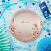 ピンクゴールデン葉フローラ紙プレート ペーパープレート (パーティー)