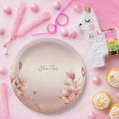 ピンクゴールデン葉フローラ紙プレート ペーパープレート (パーティー)