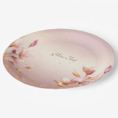ピンクゴールデン葉フローラ紙プレート ペーパープレート (アングル)
