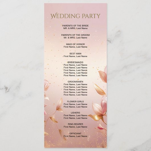 ピンクゴールデン離れフローラ結婚式 プログラム (裏面)