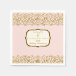 ピンクゴールデン50周年結婚お祝い スタンダードカクテルナプキン