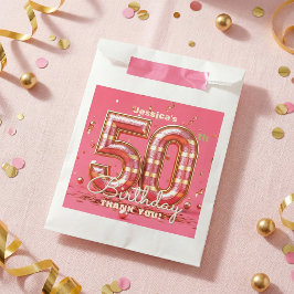 ピンクゴールドのきらめくコンフェティ 50歳の誕生日パーティー フェイバーバッグ