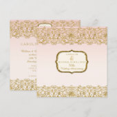 ピンクゴールドのアートデコ・ヌーボー 50周年パーティー 招待状 (正面/裏面)