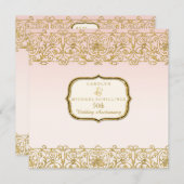 ピンクゴールドのアールデコ・ヌーボー 50周年パーティー 招待状 (正面/裏面)