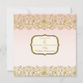 ピンクゴールドのアールデコ・ヌーボー 50周年パーティー 招待状 (正面)