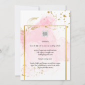 ピンクゴールドのウェディング アルコールインク抽象 招待状 (裏面)