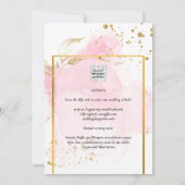 ピンクゴールドのウェディング アルコールインク抽象 招待状 (裏面)