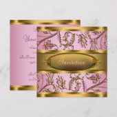 ピンクゴールドのオールオケージョン パーティー招待状 招待状 (正面/裏面)