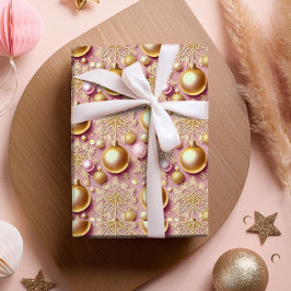 ピンクゴールドのクリスマスパターン#31 ID1009 ラッピングペーパー