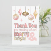 ピンクゴールドのクリスマス感謝ギフトカードホルダー 招待状 (スタンド正面)