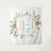 ピンクゴールドのグリーン ガール ベイビーシャワー 背景看板 タペストリー (正面)