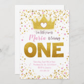 ピンクゴールドのコンフェッティプリンセス誕生日招待状 招待状 (正面/裏面)