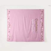 ピンクゴールドのコンフェッティ名前キンセアニェラ背景 タペストリー (正面(横))