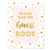 ピンクゴールドのコンフェッティ ゲストブック ウェディングサイン
