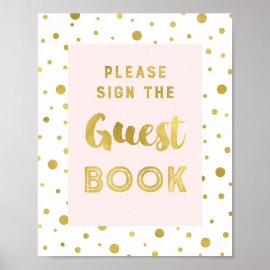ピンクゴールドのコンフェッティ ゲストブック ウェディングサイン (正面)