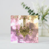 ピンクゴールドのシャンデリア パーティー招待状 招待状 (スタンド正面)