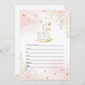 ピンクゴールドのスワン水彩画の招待状を記入してください 招待状 (正面/裏面)