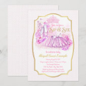 ピンクゴールドのチュチュプリンセスお披露目招待状 招待状 (正面/裏面)