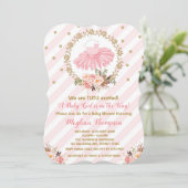 ピンクゴールドのチュチュベイビーシャワー招待 バレリーナ バレエ 招待状 (スタンド正面)