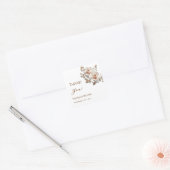 ピンクゴールドのバラの結婚式のお礼 スクエアシール (封筒)
