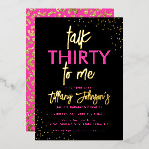 ピンクゴールドのヒョウ柄 30歳の誕生日をお祝い Talk Thirty To Me 箔招待状