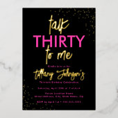 ピンクゴールドのヒョウ柄 30歳の誕生日をお祝い Talk Thirty To Me 箔招待状 (正面)