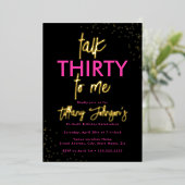 ピンクゴールドのヒョウ柄 30歳の誕生日をお祝い Talk Thirty To Me 箔招待状 (立ち正面)