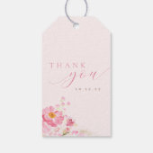 ピンクゴールドのペタル プローセッコ フラワーブライダルシャワータグ ギフトタグ (裏面)