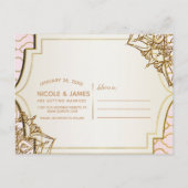 ピンクゴールドのモロッコ風アラビアンナイト・セーブ・ザ・デート 案内ポストカード (裏面)