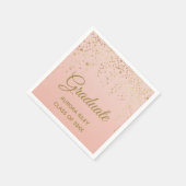 ピンクゴールドのラメ入りコンフェッティと淡いピンクのバラのグラデーションが可愛い卒業お祝いグッズ スタンダードカクテルナプキン (角)