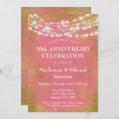 ピンクゴールドの光のアニバーサリー パーティー招待状 招待状 (正面/裏面)