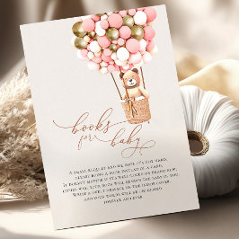 ピンクゴールドの女の子 クマ 風船 赤ちゃんの本 エンクロージャーカード