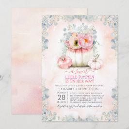 ピンクゴールドの小さなかぼちゃのキュートでエレガントなベビーシャワー 招待状