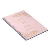 ピンクゴールドの植物学的葉のエレガントなデザイン ノートブック (右側)
