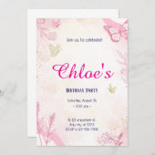 ピンクゴールドの水彩画 招待状 (正面/裏面)