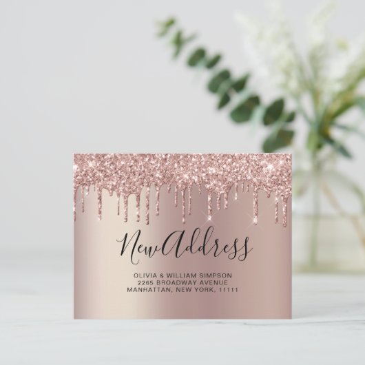 ピンクゴールドの滴る新住所お引越し発表 ポストカード (スタンド正面)