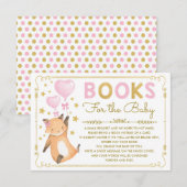 ピンクゴールドの狐の赤ちゃんの女の子のシャワーにおすすめの本を持ってきてくださいカード エンクロージャーカード (正面/裏面)