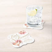 ピンクゴールドの花びらとプロセッコの結婚前お祝いパーティー ペーパーコースター (インサイチュ)