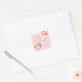 ピンクゴールドの花びらとプロセッコの結婚前お祝い スクエアシール (封筒)