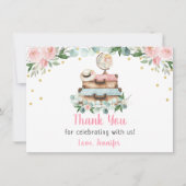 ピンクゴールドの花柄 トラベル ブライダルシャワー サンキューカード (正面)