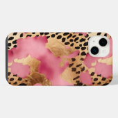 ピンクゴールドの華やかレオパード iPhoneケース (裏面横)