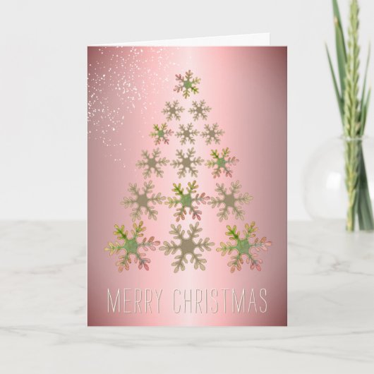 ピンクゴールドの雪の結晶クリスマスツリー クリスマス (正面)