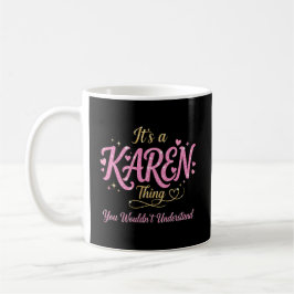 ピンクゴールドの「これって私（Karen）あるある？」 女性へのギフト コーヒーマグカップ
