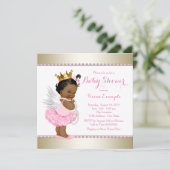 ピンクゴールドエンジェルベイビーガールシャワー 招待状 (スタンド正面)