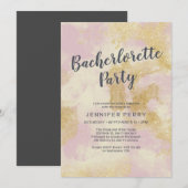 ピンクゴールドグリッターの独身最後のパーティー招待状 招待状 (正面/裏面)